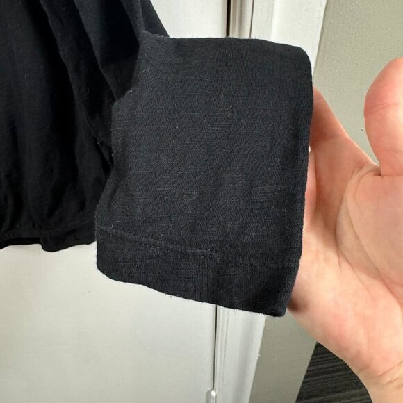 Wilt black 100% cotton cold shoulder round bottom hem long sleeve top - Picture 4 of 8